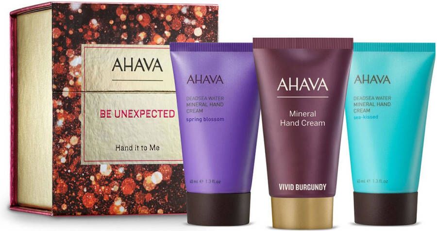 Ahava Active Dead Sea Minerals AHAVA Hand it to Me Set Drie Geurende Handcrèmes Langdurige Hydratatie Vegan & Vrij van Alcohol en Parabenen Handcreme voor mannen & vrouwen Geschenkmand Ideaal voor droge handen Verwenbox handverzorging Set van 4