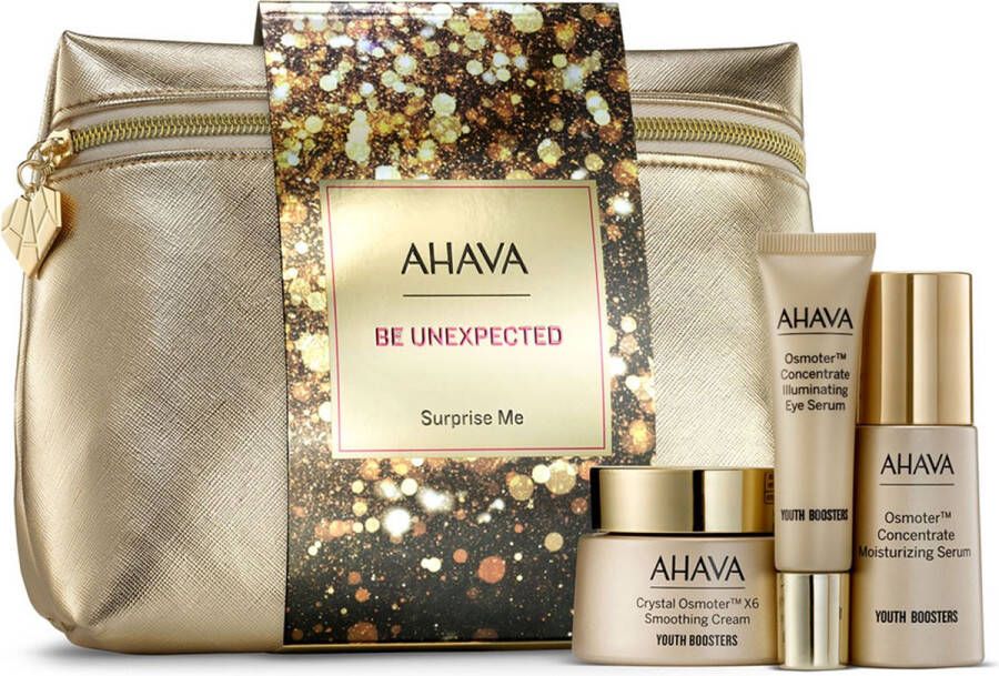 Ahava Active Dead Sea Minerals AHAVA Surprise Me Set Innovatieve Gel-Crème Formule Gladde Huid & Verbeterde Elasticiteit Vegan & Vrij van Parabenen Verwenbox Geschenkset voor vrouwen & mannen Geschenkmand voor gezichtsverzorging Cadeaumand gezichtscreme Set van 4