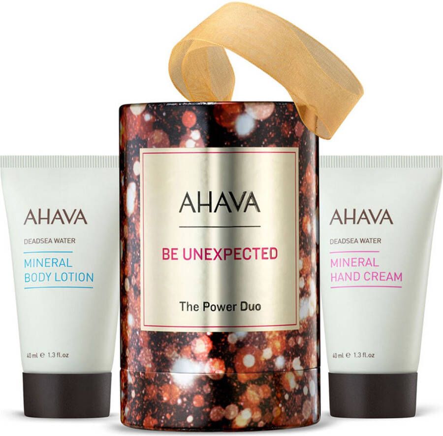 Ahava Active Dead Sea Minerals AHAVA The Power Duo Dagelijkse Hydratatieboost Inclusief Mineralen Handcrème & Bodylotion Lotion voor dames & heren Moisturizer voor een droge huid & handen Verwenbox Set van 2