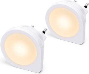 Aigostar 10B9R LED Nachtlampje Stopcontact Nacht Lamp met Dag en Nacht Sensor 3000K Babykamer Kinderen 2 Stuks