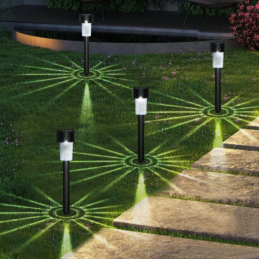 Aigostar 10J9T 24 SolarTuinfakkels Tuinverlichting op zonneenergie IP44 Tuinlantaarns Padverlichting- Zwart