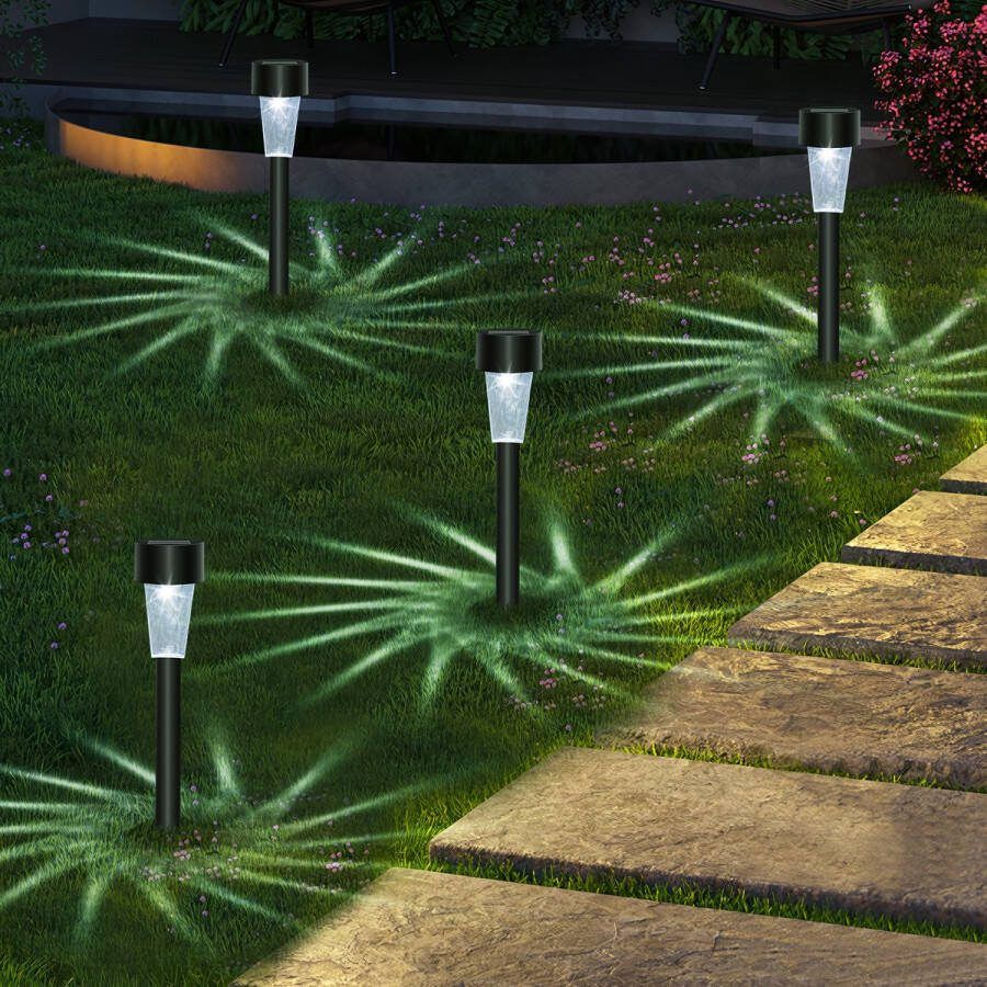Aigostar 10J9U 24 stuks Solar Tuinfakkels – Tuinlantaarns op Zonneenergie 29.5cm IP44 Padverlichting- Zwart