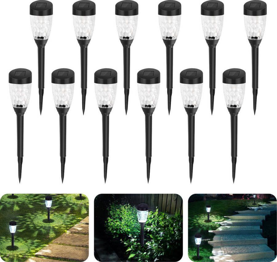 Aigostar 10Q4T Solar Tuinfakkels 12 stuks 34 5cm Tuinverlichting op zonne-energie IP44 Tuinlantaarns Padverlichting 6500K
