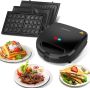 Aigostar 3 in 1 Wafelijzer Tosti Apparaat Contact Grill 750W Zwart - Thumbnail 1