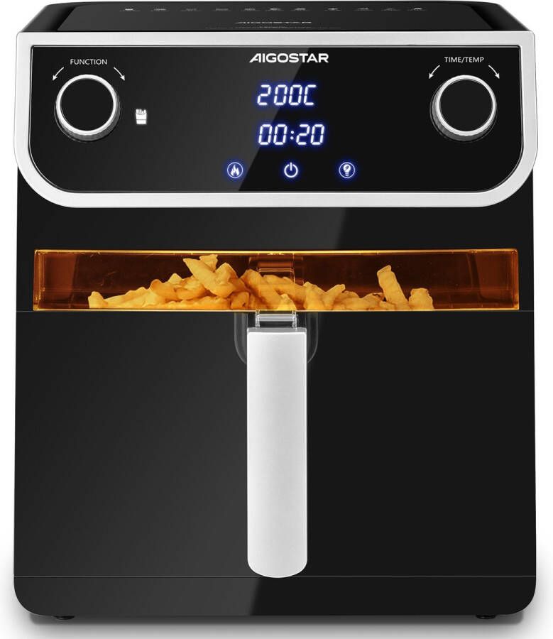 Aigostar Airfryer XXL Heteluchtfriteuse 12 Automatische Programma&apos;s 8L 1700W Zwart 30I0T Joy