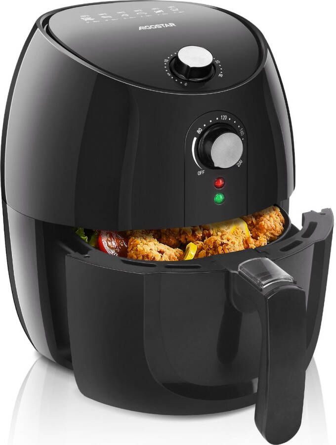 Aigostar Hayden 30PYC Airfryer Hetelucht Friteuse 360° snelle warmtecirculatie Compact 3.5L 1500W Zwart