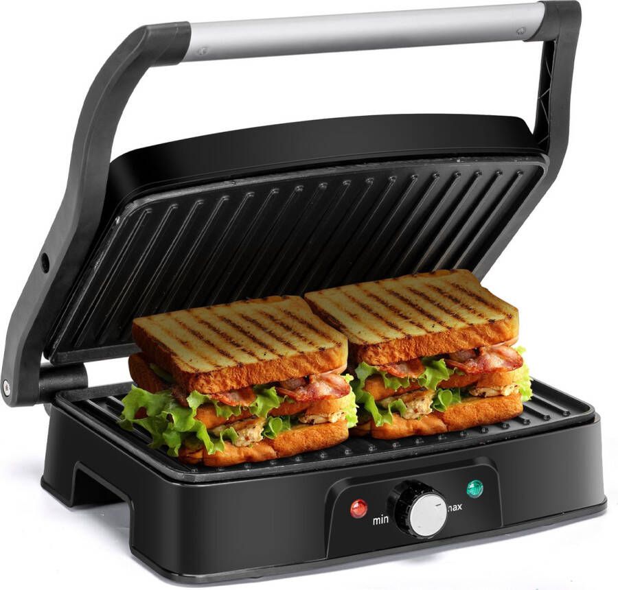 Aigostar Hitte 30HFA Tosti-apparaat Contactgrill met Thermostaat Tosti-ijzer 1500W Zilver