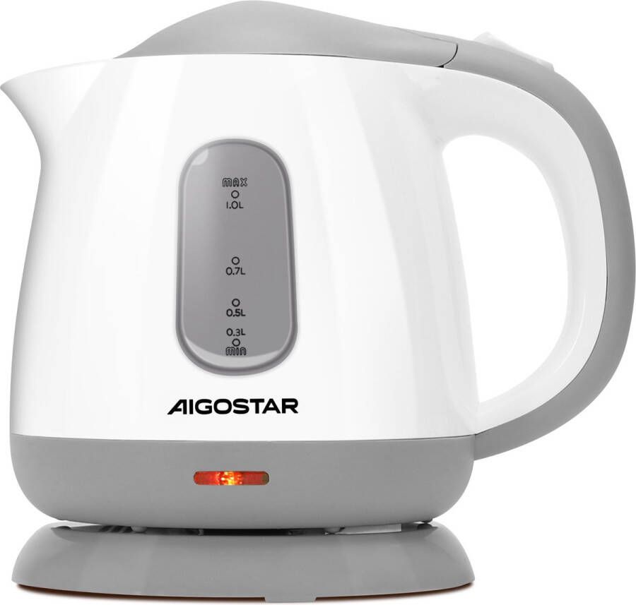 Aigostar Juliet 30HIO Elektronische Waterkoker klein Retro 1 Liter- Wit grijs