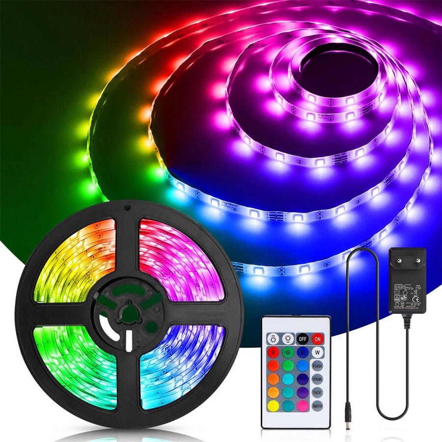 Aigostar LED strip 5 meter Met afstandsbediening RGB Dimbaar IP65 Waterdichte Verlichting voo Slaapkamer Party