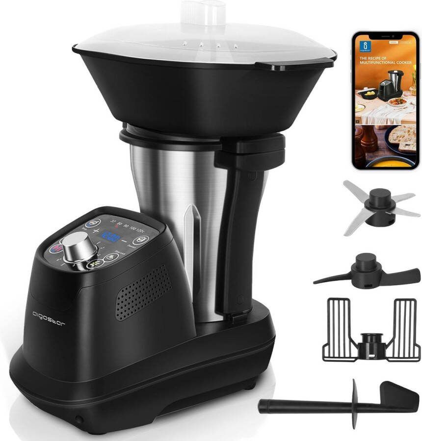 Aigostar Power Cook 33ICM Multifunctionele keukenmachine Foodprocessor Multicooker Zwart