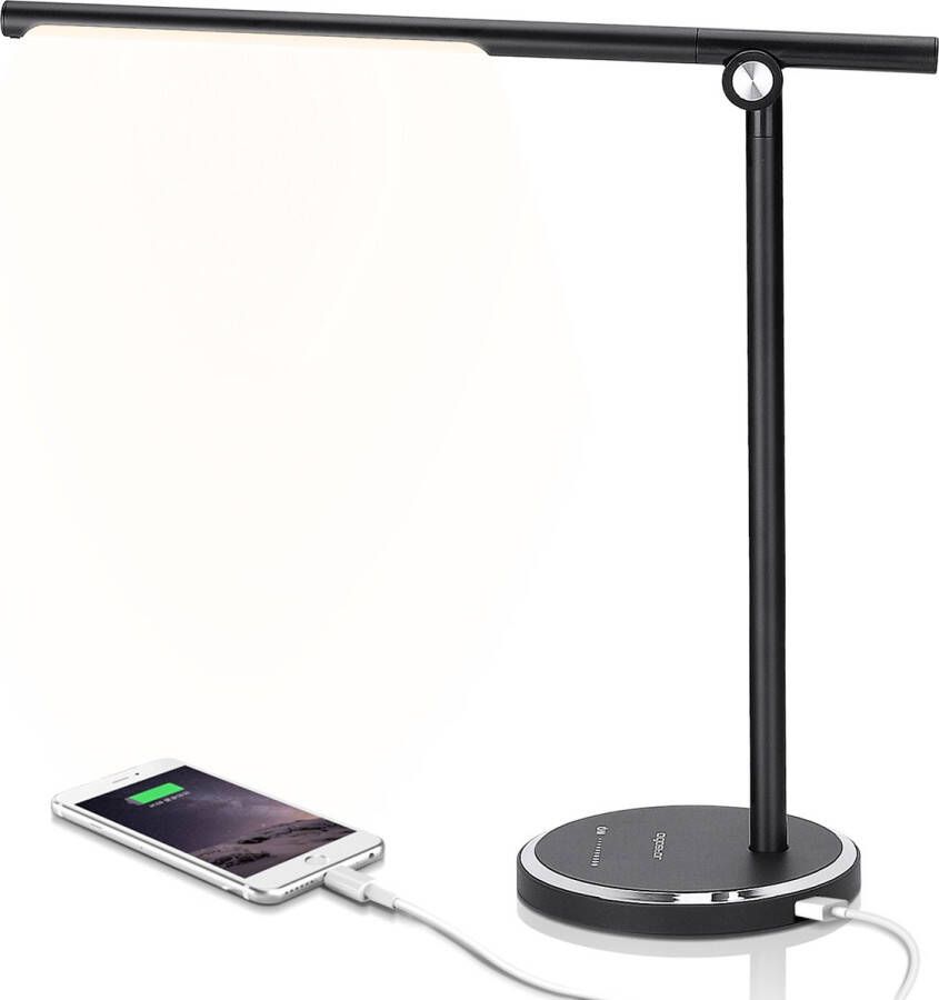 Aigostar Vince Bureaulamp led dimbaar Opvouwbaar USB Opladen Smart Touch Zwart