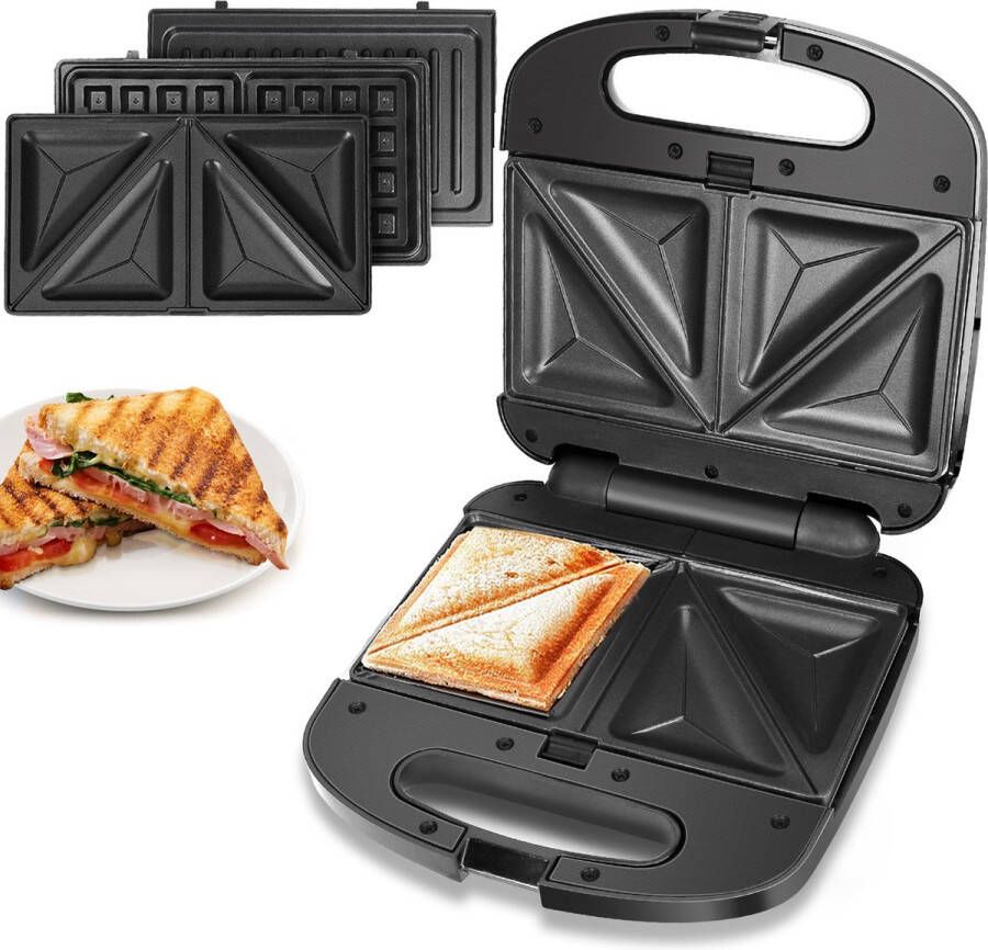 Aigostar Wafer 30XME 3 in 1 Tosti-ijzer Wafelijzer Contactgrill 800W