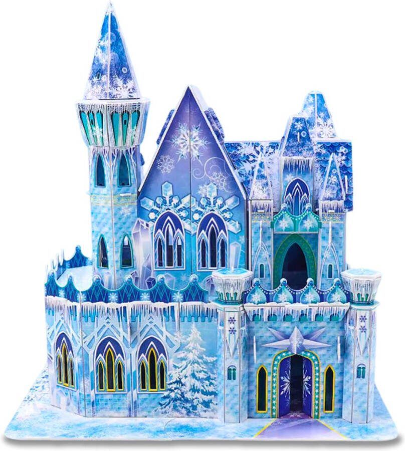 Ainy 3D puzzel Frozen kasteel prinsessen speelgoed poppenhuis met meubels: Miniatuur huisjes bouwpakket educatief knutselen meisjes hobby puzzels en creatief modelbouw voor kinderen & volwassenen 62 stukjes 35.9x34.4x27.8cm
