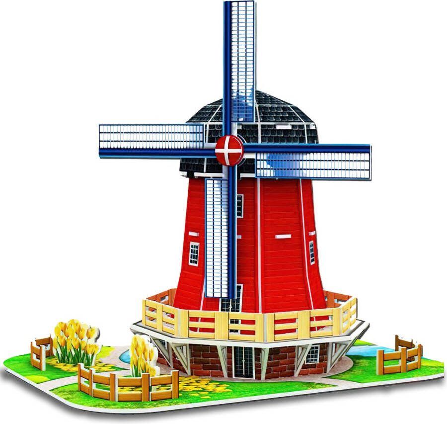Ainy 3D puzzel Hollandse Europapa oranje Windmolen: Miniatuur bouwpakket speelgoed knutselpakket hobby puzzels Nederland gebouwen en creatief modelbouw souvenirs cadeautjes voor kinderen & volwassenen 47 stukjes 15.8x17.8x35.2cm