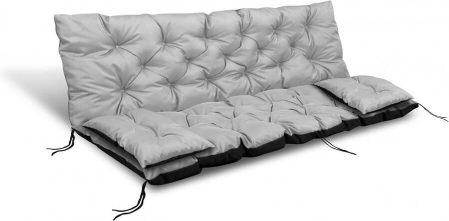 Aio Tuinkussens set Bankkussen 100x60x50cm en 2 klein kussen 42 x 42 cm Schommelbank kussen Grijs