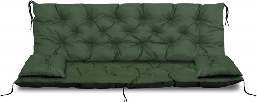 Aio Tuinkussens set Bankkussen 150x60x50cm en 2 klein kussen 42 x 42 cm Schommelbank kussen Groen