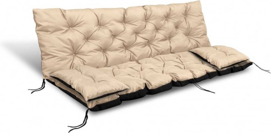 Aio Tuinkussens set Bankkussen 120x60x50cm en 2 klein kussen 42 x 42 cm Schommelbank kussen Beige