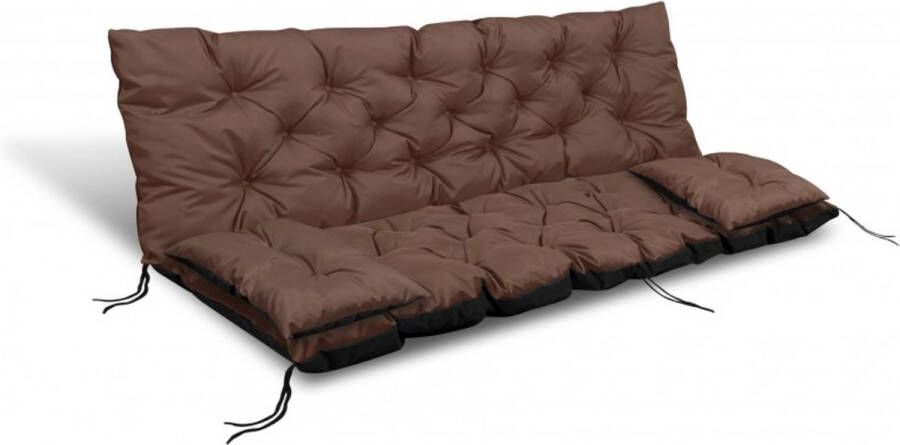 Aio Tuinkussens set Bankkussen 180x60x50cm en 2 klein kussen 42 x 42 cm Schommelbank kussen Bruin