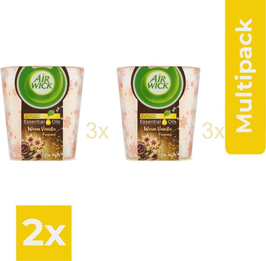 Air Wick Airwick Geurkaars Essential Oils Hemelse Vanille 6 x 105 gram Kaarsen Voordeelverpakking 2 stuks