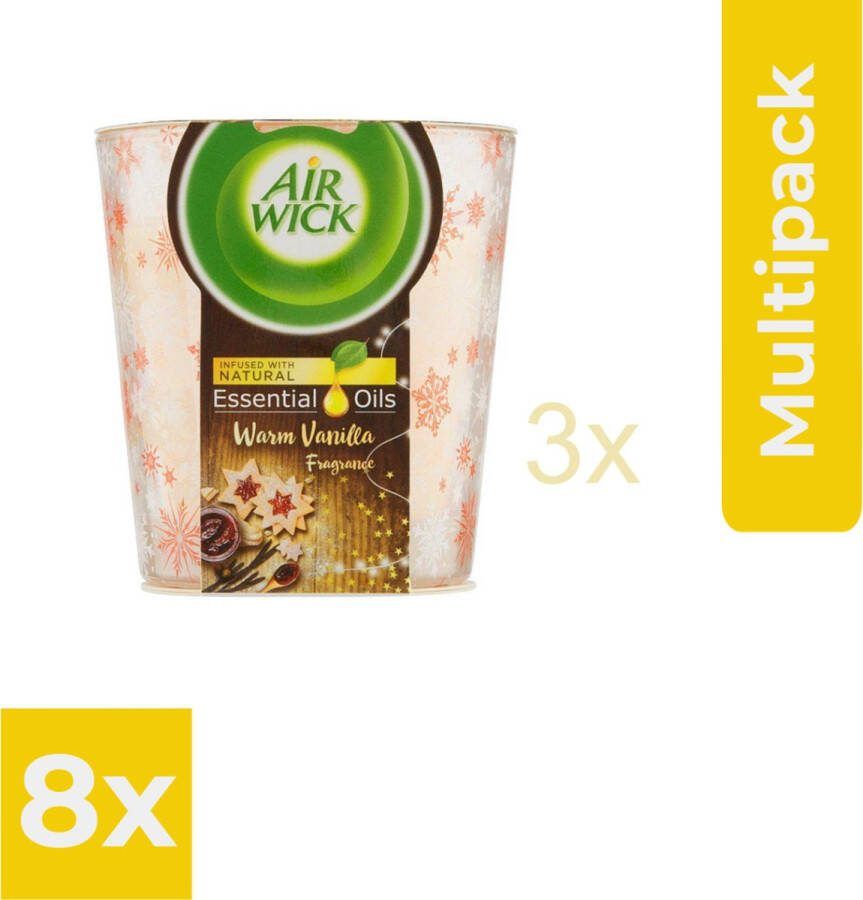 Air Wick Airwick Geurkaars Essential Oils Hemelse Vanille 6 x 105 gram Voordeelverpakking 8 stuks