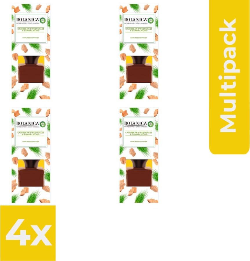 Air Wick Botanica by Luchtverfrisser Reed Diffuser Caribbean Vetiver en Sandelhout 80 ml Voordeelverpakking 4 stuks