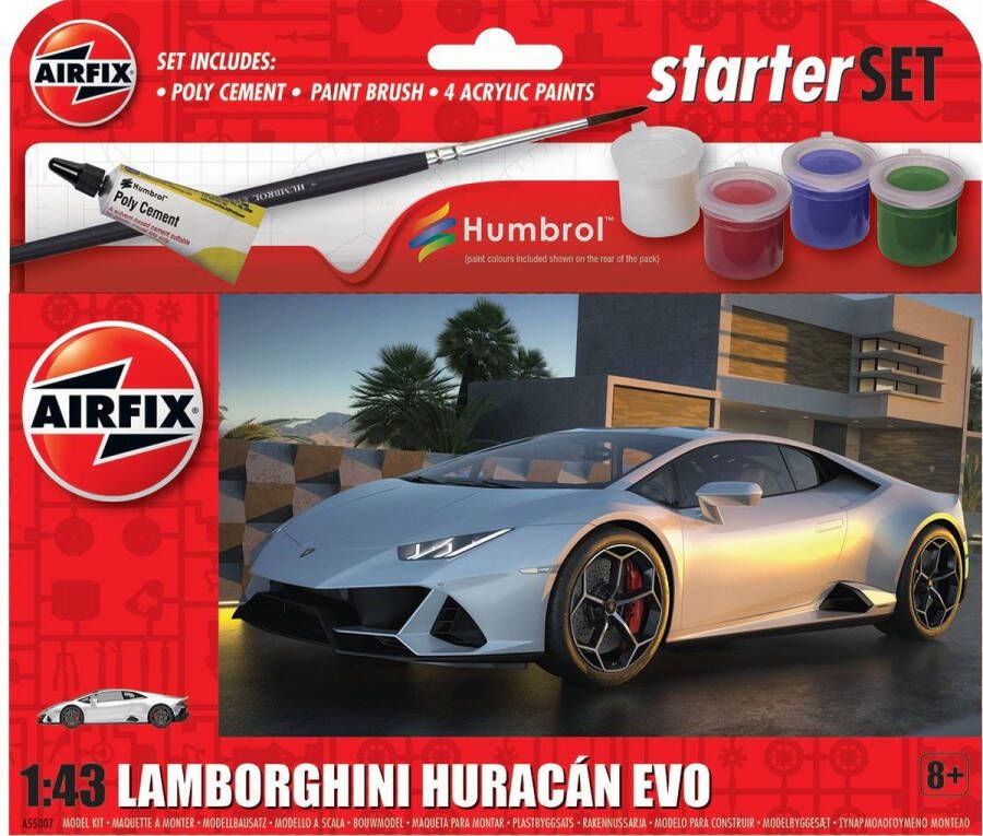 Airfix 1:43 55007 Lamborghini Huracan EVO Starter Set Plastic Modelbouwpakket