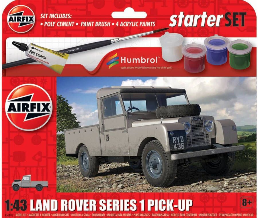 Airfix 1:43 55012 Land Rover Series 1 Pick-Up Starter Set Plastic Modelbouwpakket