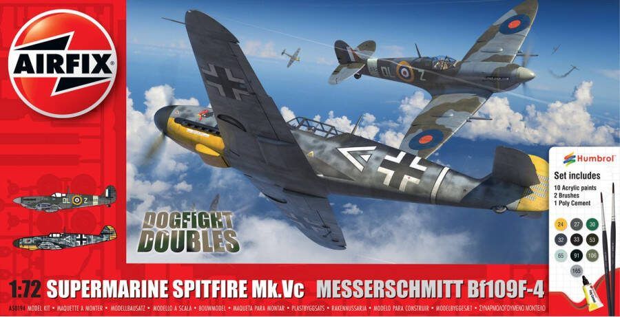 Airfix 1:72 50194 Dogfight Doubles Supermarine Spitfire Mk.Vc vs Messerschmitt Bf109F-4 Geschenkset Plastic Modelbouwpakket