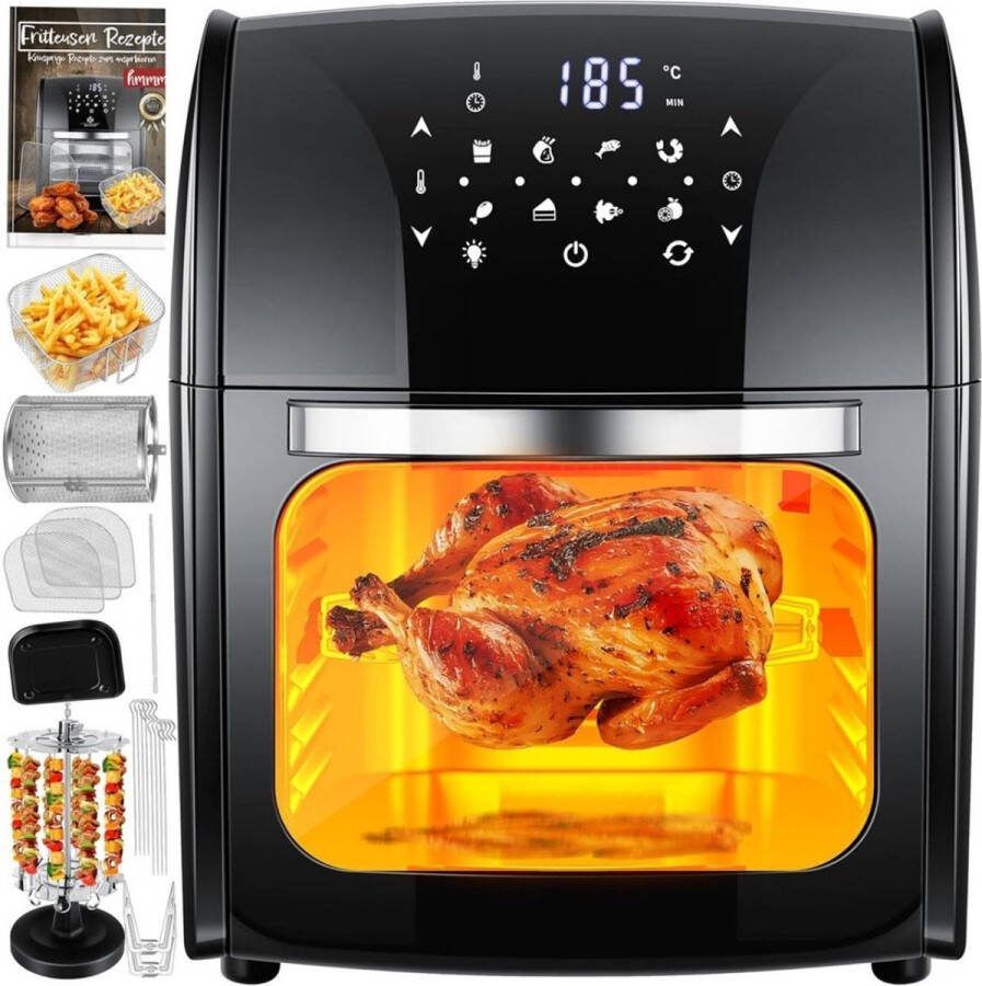 Airfryer Kesser Heteluchtfriteuze 9 in 1 met Temperatuurregeling Oven Frituur met 8 Programma's Zwart 12L