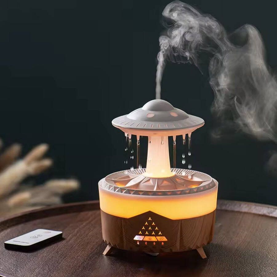 AirGlow Regendruppel Humidifier Luchtbevochtiger White Noise Machine Nachtlamp Regenwolk Lucht Bevochtiger Aroma Diffuser Hout