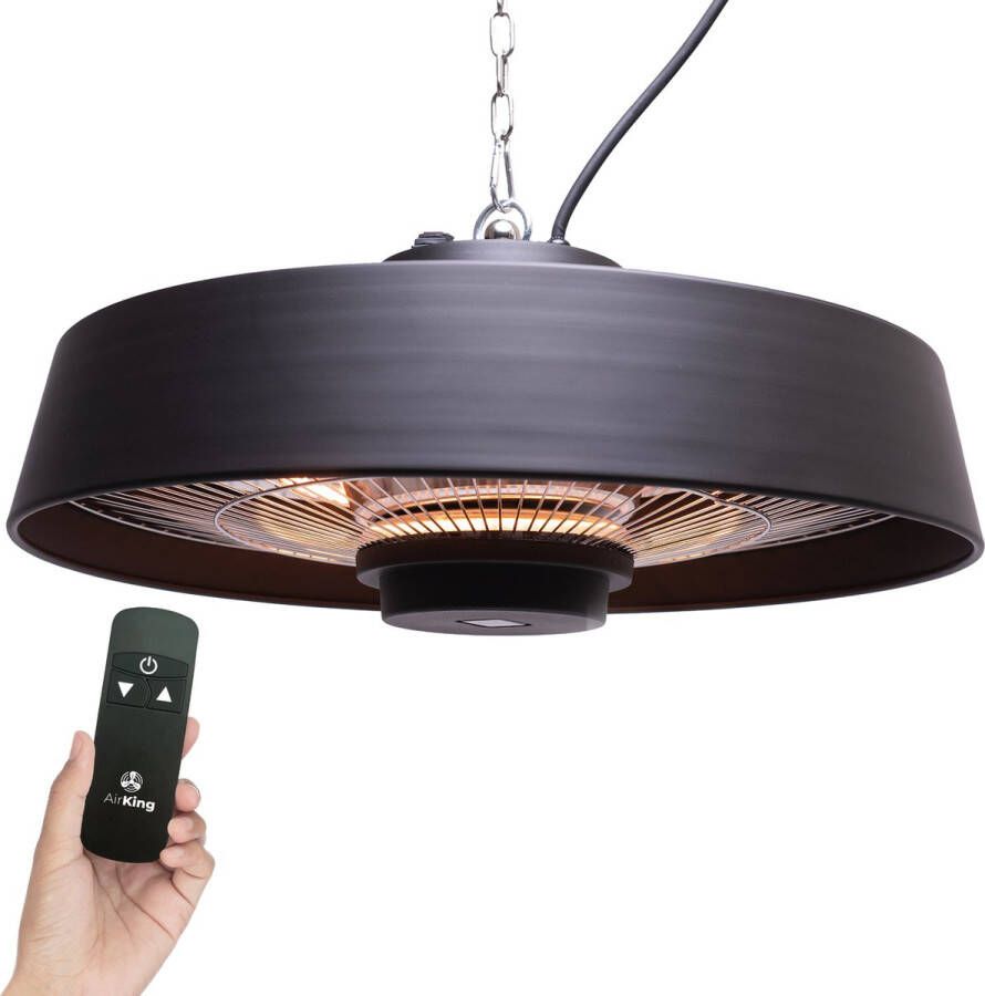 AirKing terrasverwarmer hangend – 2000W – Krachtige infraroodlamp – met 2 warmteniveau s en afstandsbediening