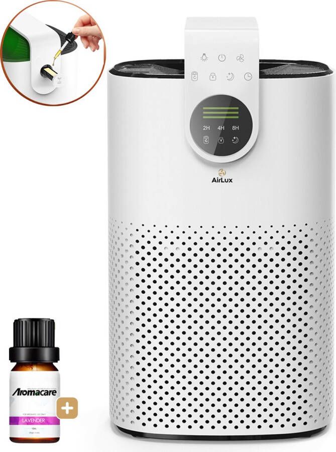 Airlux Luchtreiniger Air Purifier met Aroma Diffuser Luchtreinigers HEPA 13 Filter + Koolstoffilter CADR 270 m³ u Incl. Aroma Olie