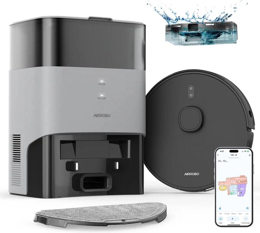 AIRROBO T20 Robotstofzuiger met Dweilfunctie Robotstofzuiger met leegstation laadstation Robotstofzuiger huisdieren Dweilrobot