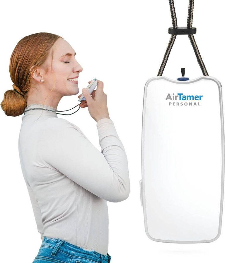 AirTamer A310W Persoonlijke accu oplaadbare luchtzuiveraar draagbaar negatieve ionisator luchreiniger effectief tegen ziektekiemen virus allergenen wit