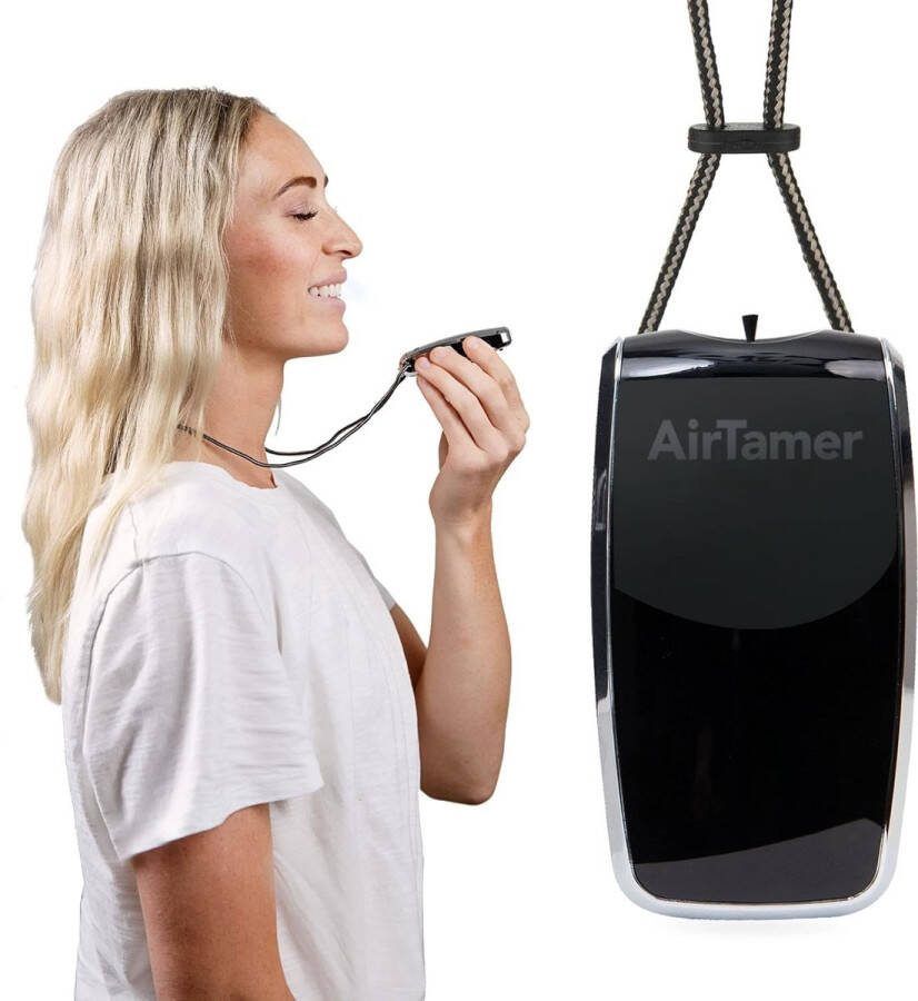 AirTamer A320 Oplaadbare batterij persoonlijke luchtreiniger vervangbare ionenzenderborstel filter zacht keykoord met riem zak haak zwart
