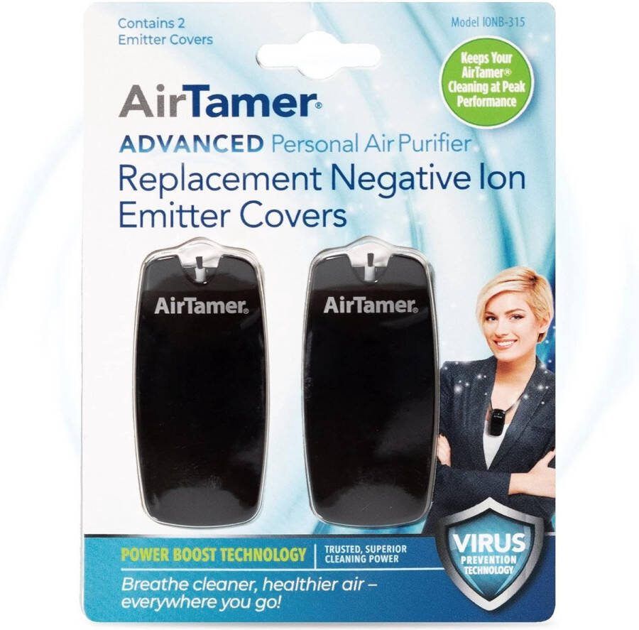 AirTamer IONW-315 Vervanging Negatieve Ionisator filter Hoezen voor A315 Advanced persoonlijke luchtzuiveraar wit 2 hoezen per pack