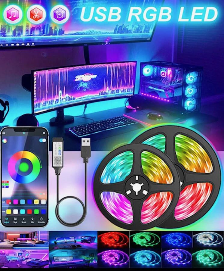 A.K. IphoneRepair Led strip Led strip 5 meter Met app en afstandsbediening RGB Zelfklevend Led light strip Led lights Led strips Ledstrip