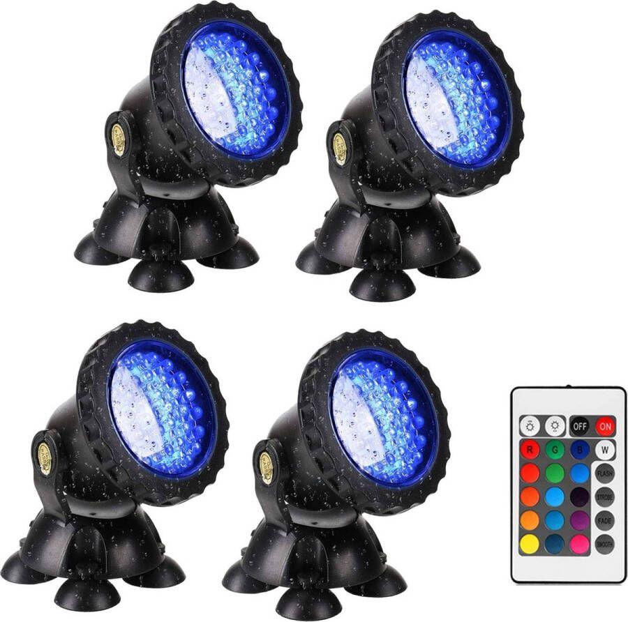 4x zwembad verlichting RGB afstandsbediening spot licht IP68 aquarium