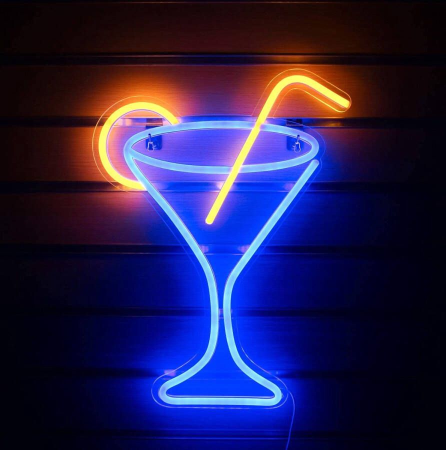 A.K.A. Cocktailglas neonbord muur decoratie kroeg bar pub keet Led neon bord glas