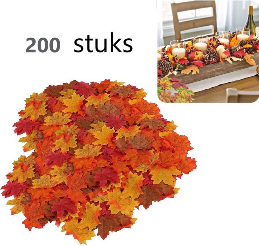 A.K.A. Herfstdecoratie 200 stuks Herfst Esdoorn Bladeren | herfstbladeren 8 x 6.5cm | gekleurde nep bladeren | kleur blad geel oranje rood | herfstkleuren kunstbladeren | kunstmatige decoratie herfs