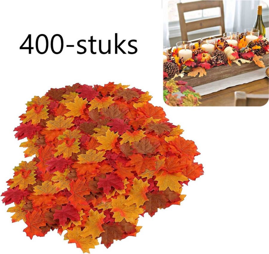 A.K.A. Herfstdecoratie 400-stuks Herfst Esdoorn Bladeren | herfstbladeren 8 x 6.5cm | gekleurde nep bladeren | kleur blad geel oranje rood | herfstkleuren kunstbladeren | kunstmatige decoratie herfstblad