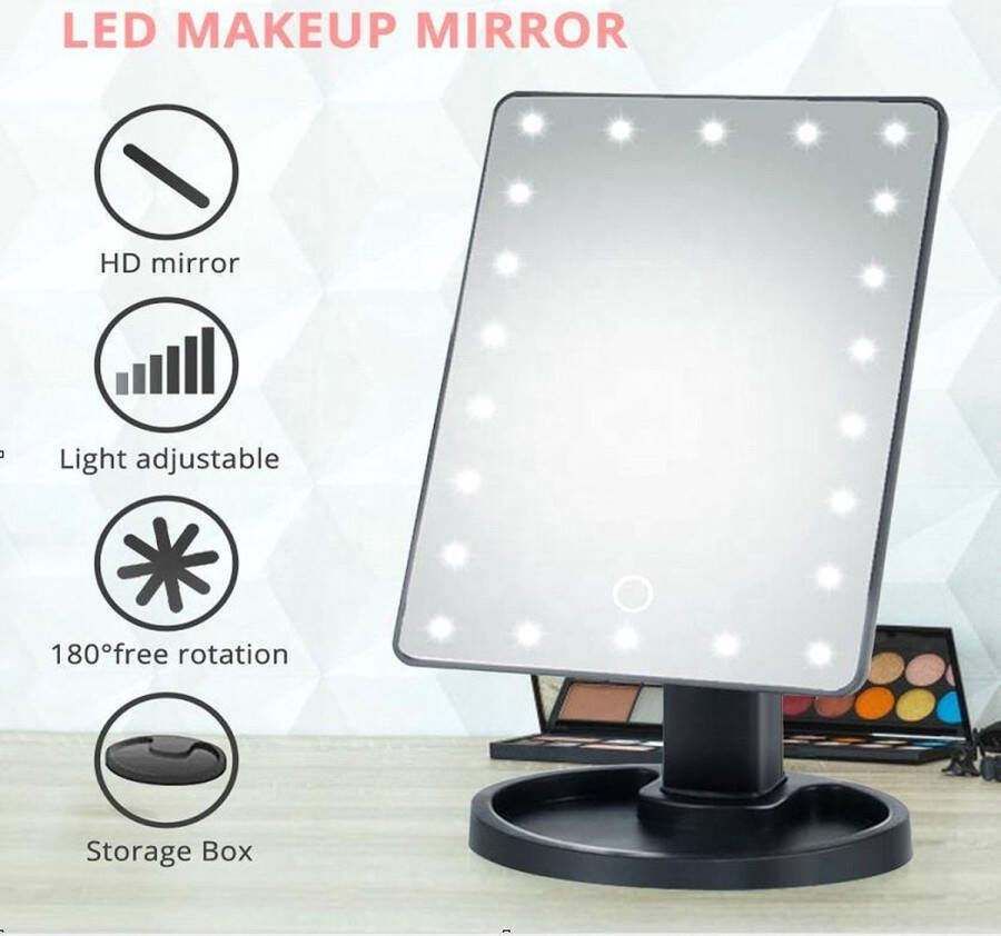 A.K.A. Make up spiegel met verlichting |22 voudige verlichting | USB en batterij