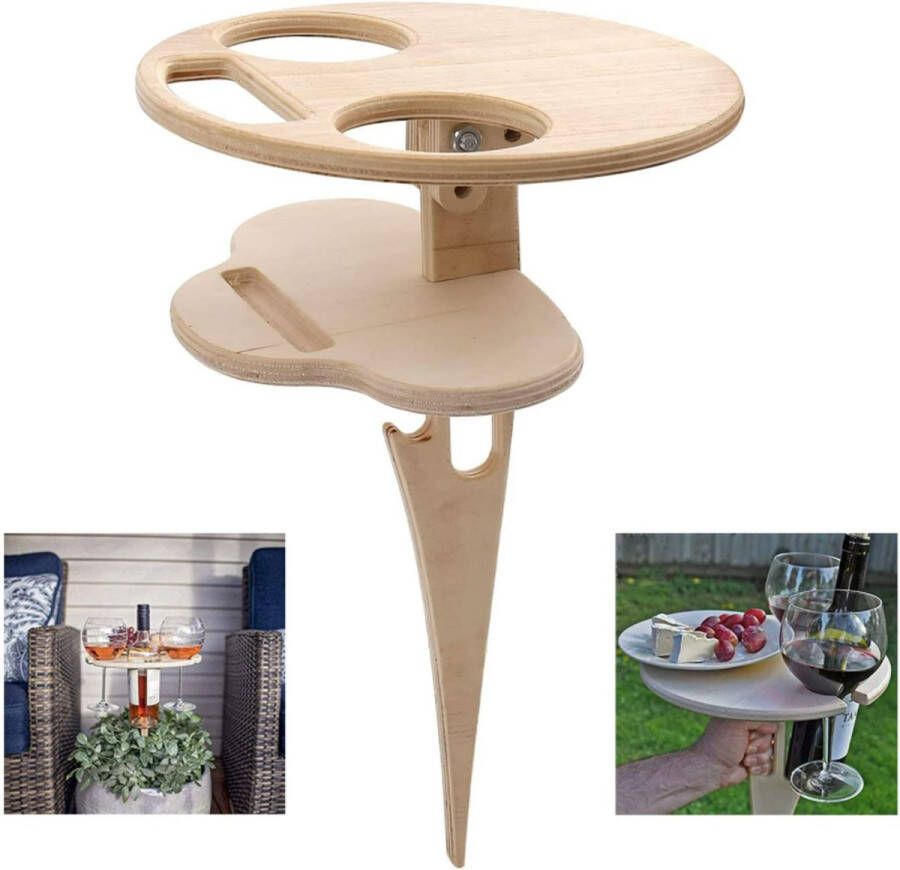 A.K.A. Mini-klaptafel 1 stuk houten picknicktafel klaptafel voor buiten klaptafel voor buiten voor wijnliefhebbers buiten tuin reizen zand en gras (houtkleur)