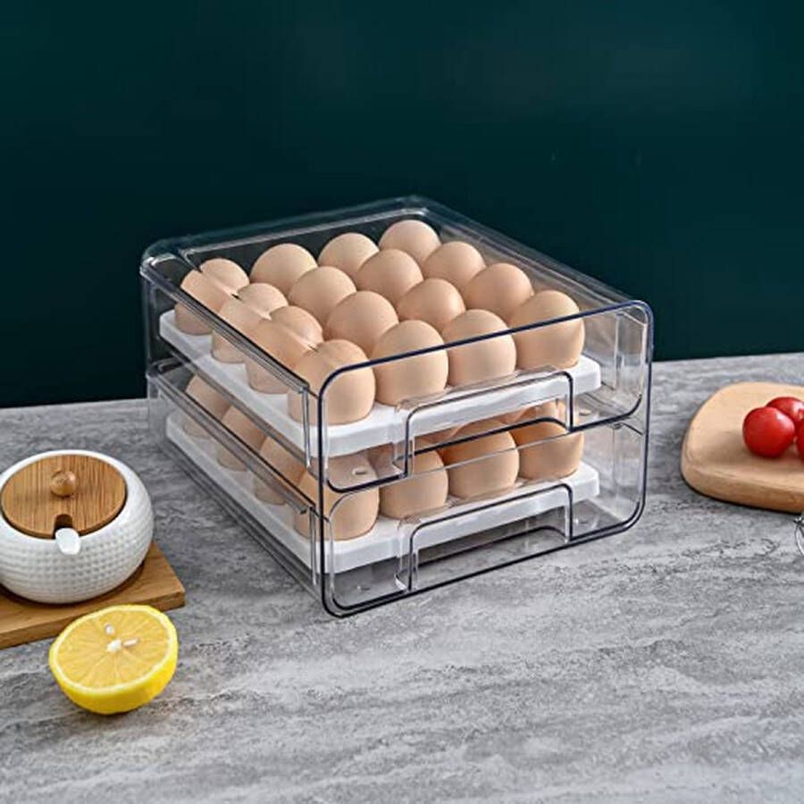 A.K.A. Premium eierdoos kunststof Eierdoos voor 32 eieren Koelkast organizer bakjes Koelkast bakjes Koelkast organizer doorzichtig