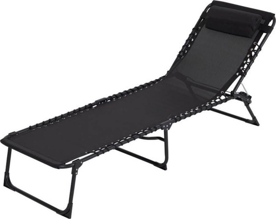 A.K.A. Tuinstoel Strandstoel Ligbed inklapbaar | Stretcher Vouwbed Zwart |