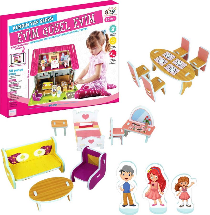 Akar Toys Home Sweet Home Puzzel 3D Puzzel 3D Puzzel Kinderen Speelgoed 66st