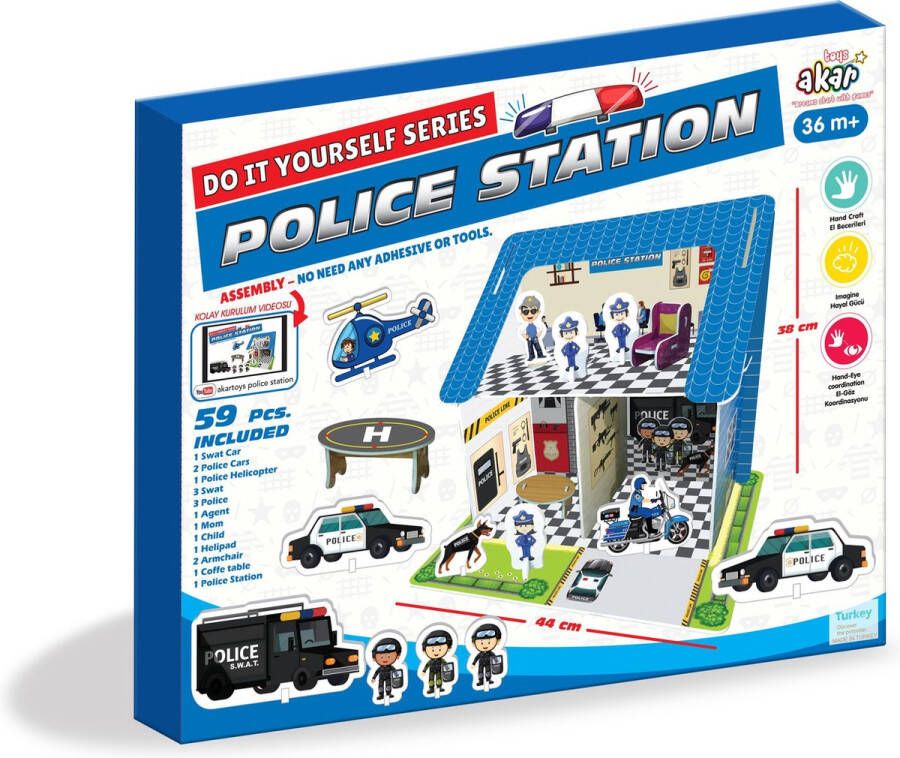Akar Toys Police Station Puzzel 3D Puzzel 3D Puzzel Kinderen Speelgoed 59st