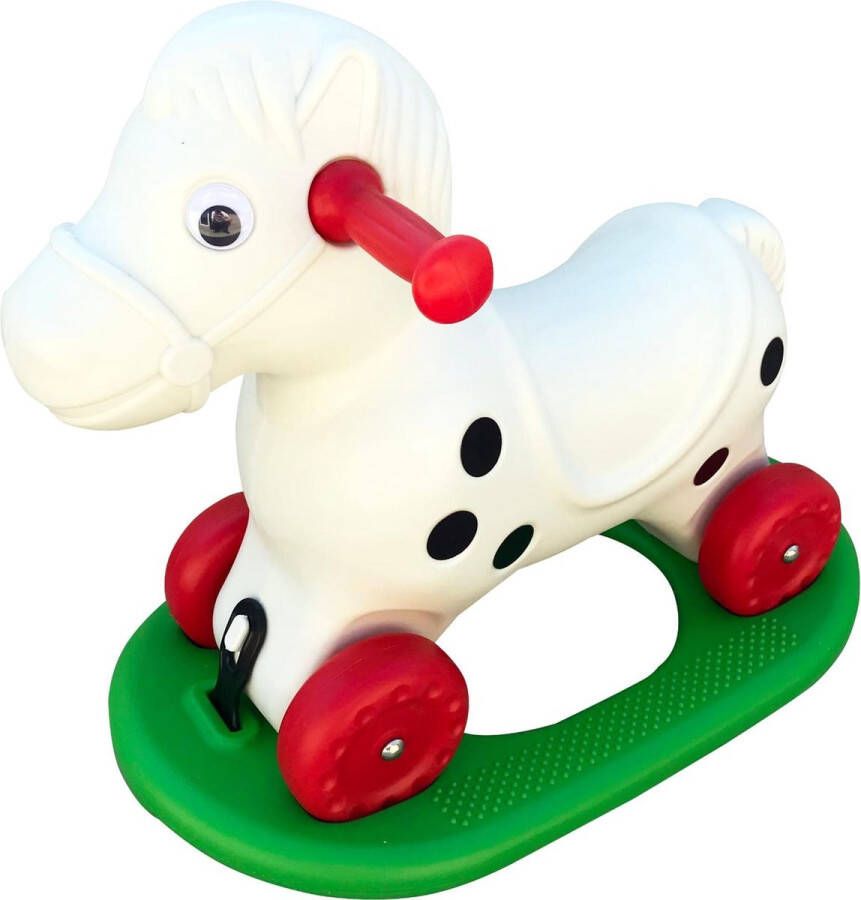 Akar Toys Rocking Horse – Speelgoed Speelgoed 2 Jaar – Hobbelpaard Hobbeldier Schommelpaard Wit Groen Rood – 49x57cm