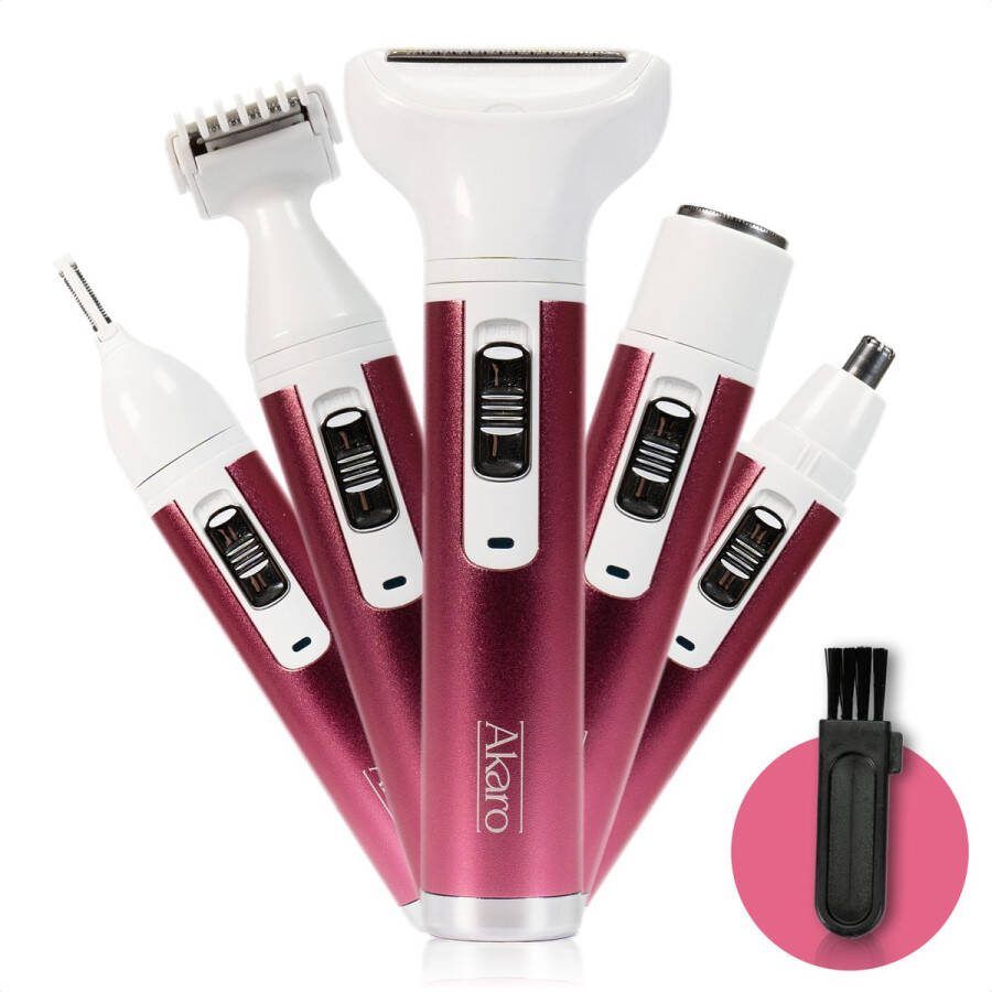 Akaro 5-in-1 ladyshaves voor vrouwen – oplaadbaar – veilig & comfortabel – hele lichaam – wenkbrauw trimmer – neustrimmer vrouwen – bikinitrimmer