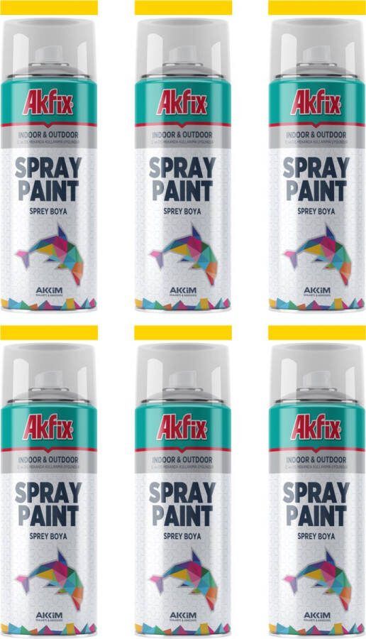 Akfix spuitverf 6 x 400 ml gele spuitlak spuitverfset totaal 2400 ml geel spray